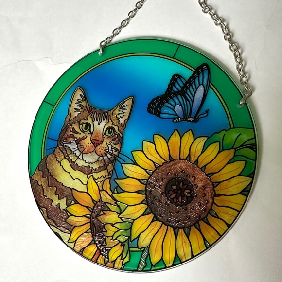 Painted Stained Glass Window Hanging - Picture 3 of 6